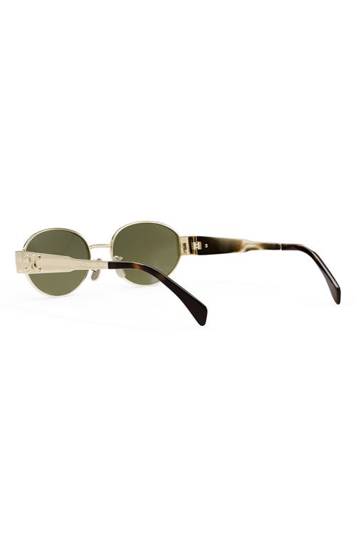 Shop Celine Triomphe 54mm Oval Sunglasses In Shiny Endura Gold/green