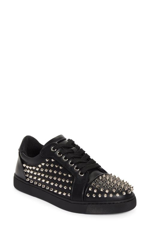 Shop Christian Louboutin Vieira Night Spikes Low Top Sneaker In Black/silver