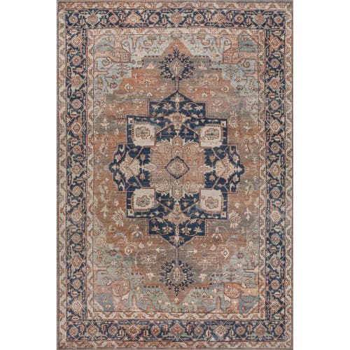 Jonathan Y Maris Ornate Medallion Machine-washable Area Rug In Beige/blue