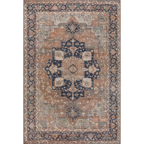 Shop Jonathan Y Maris Ornate Medallion Machine-washable Area Rug In Beige/blue