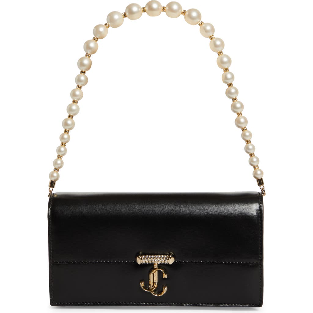 Jimmy Choo Avenue Leather Shoulder Bag In Black/light Gold