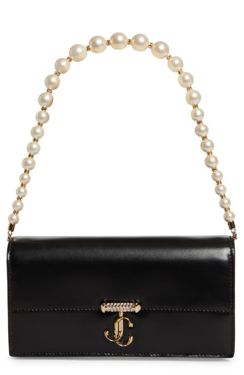 Jimmy Choo Avenue Leather Shoulder Bag in Black/Light Gold at Nordstrom