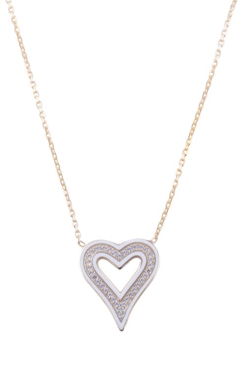 Shymi Enamel Heart Pendant Necklace In Gold/white