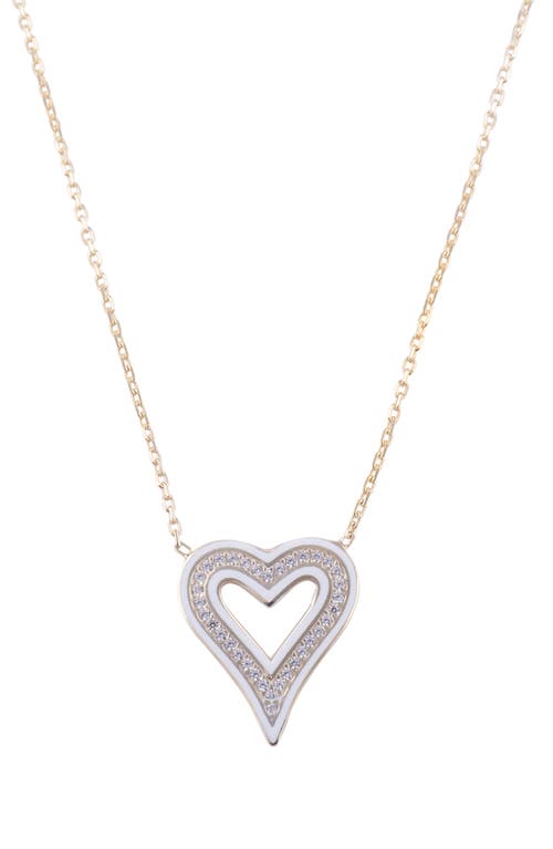 Shop Shymi Enamel Heart Pendant Necklace In Gold/white