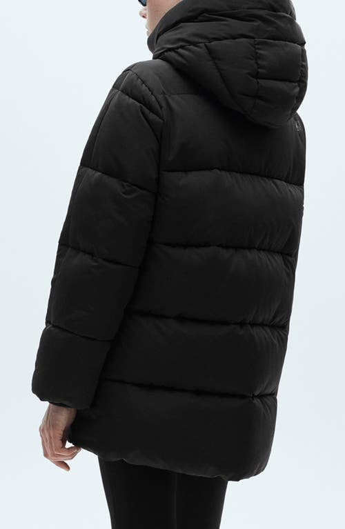 Mango Hooded Water Repellent Puffer Jacket In Black