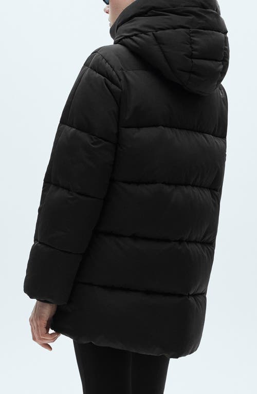 Shop Mango Hooded Water Repellent Puffer Jacket In Black