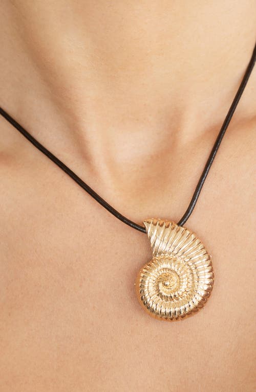 Shop Ettika Swirl Shell Pendant Cord Necklace In Gold/black