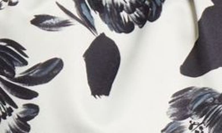Shop Emilia Wickstead Tris Floral Long Sleeve A-line Dress In Black Flowers On Ivory