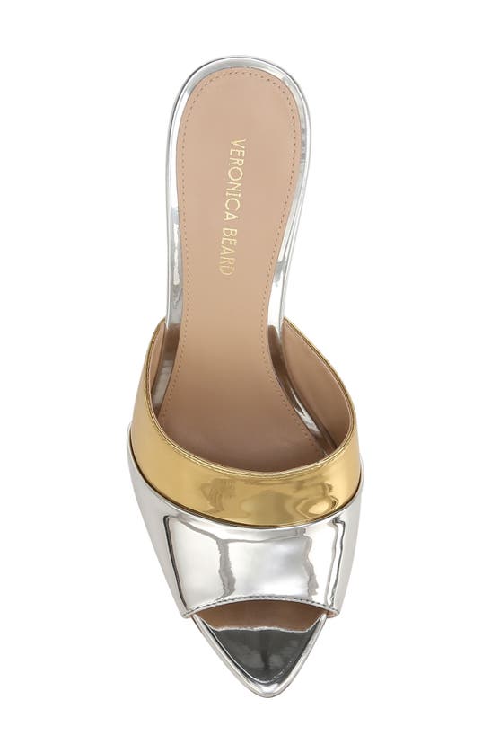 Shop Veronica Beard Thora Pointed Toe Slide Sandal In Silver/ Gold