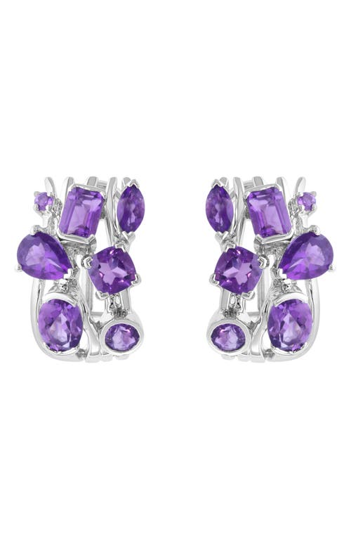 Effy Amethyst Cluster Huggie Hoop Earrings In Purple