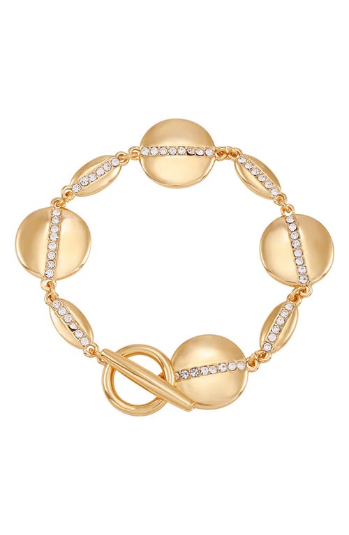 Vince Camuto Crystal Disc Toggle Bracelet In Goldtone