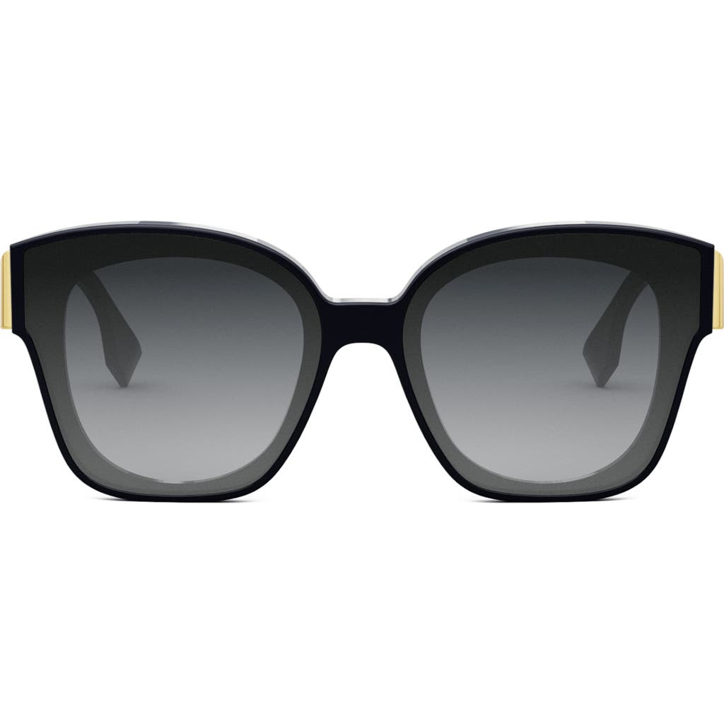 Fendi The  First 63mm Square Sunglasses In Shiny Blue/gradient Smoke