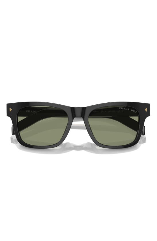 Shop Prada 51mm Polarized Rectangular Sunglasses In Black