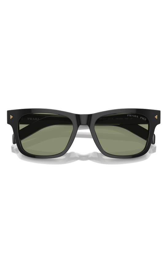Prada 51mm Polarized Rectangular Sunglasses In Black