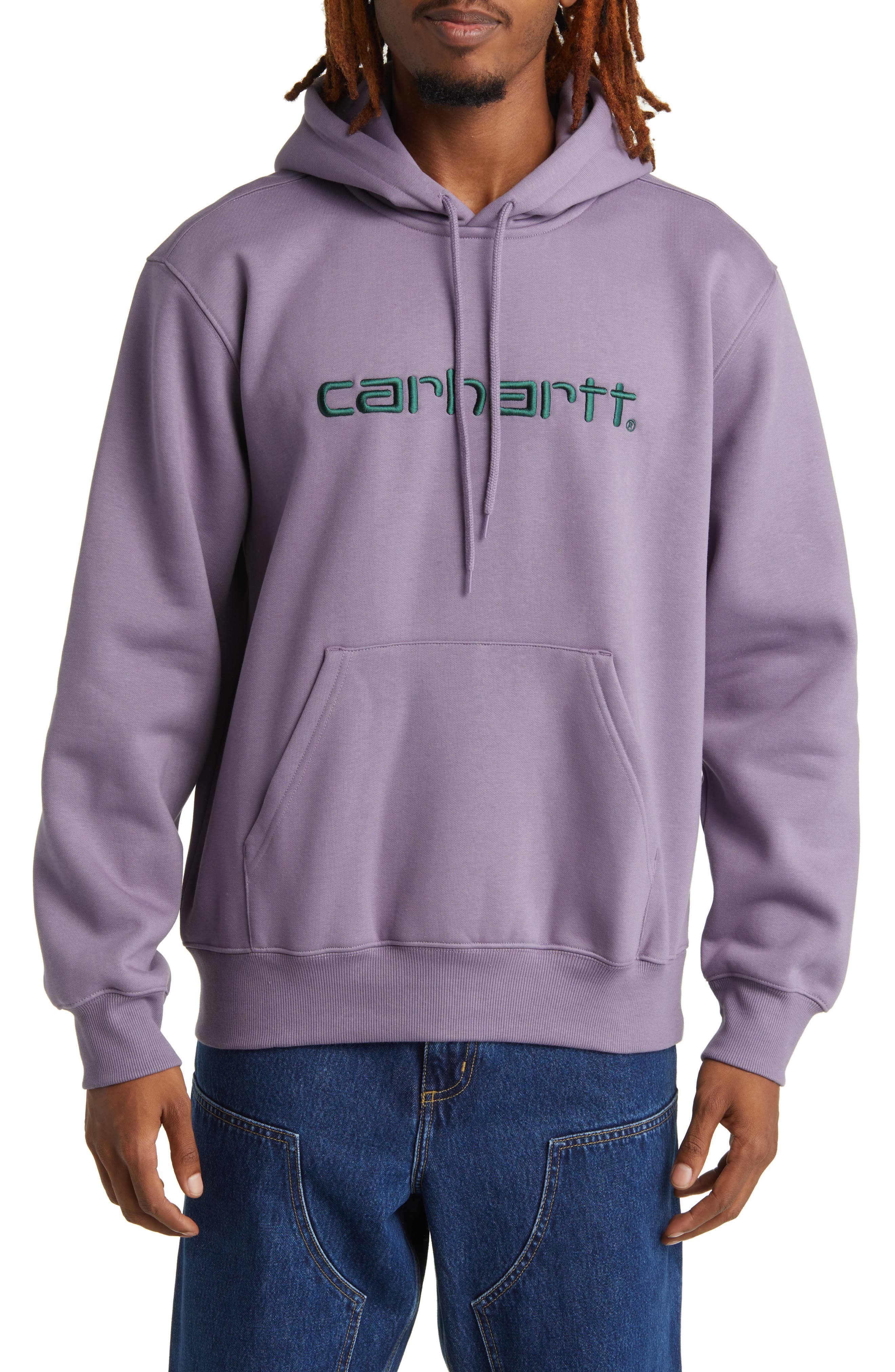 Carhartt Work In Progress Logo Embroidered Hoodie in Purple