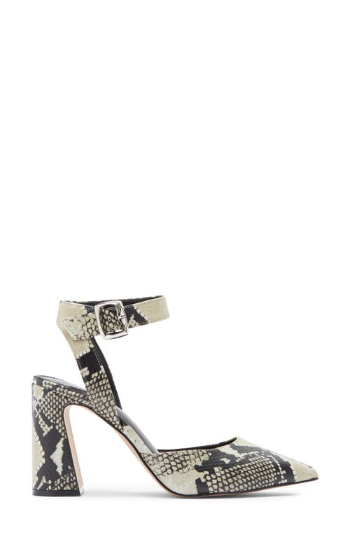 Vince Camuto Alarica Ankle Strap Pointed Toe Pump In Ivory Multi Graphic Soft Snake