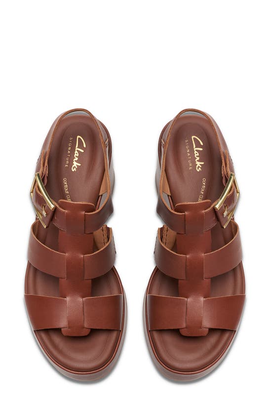 Clarks Manon Cove Wedge Sandal In Tan Leather