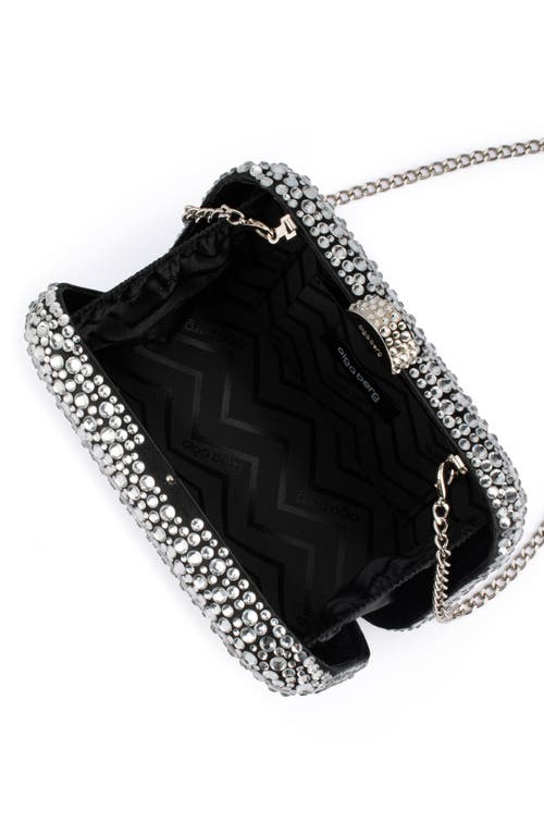 Shop Olga Berg Casey Hot Fix Crystal Clutch In Black/silver