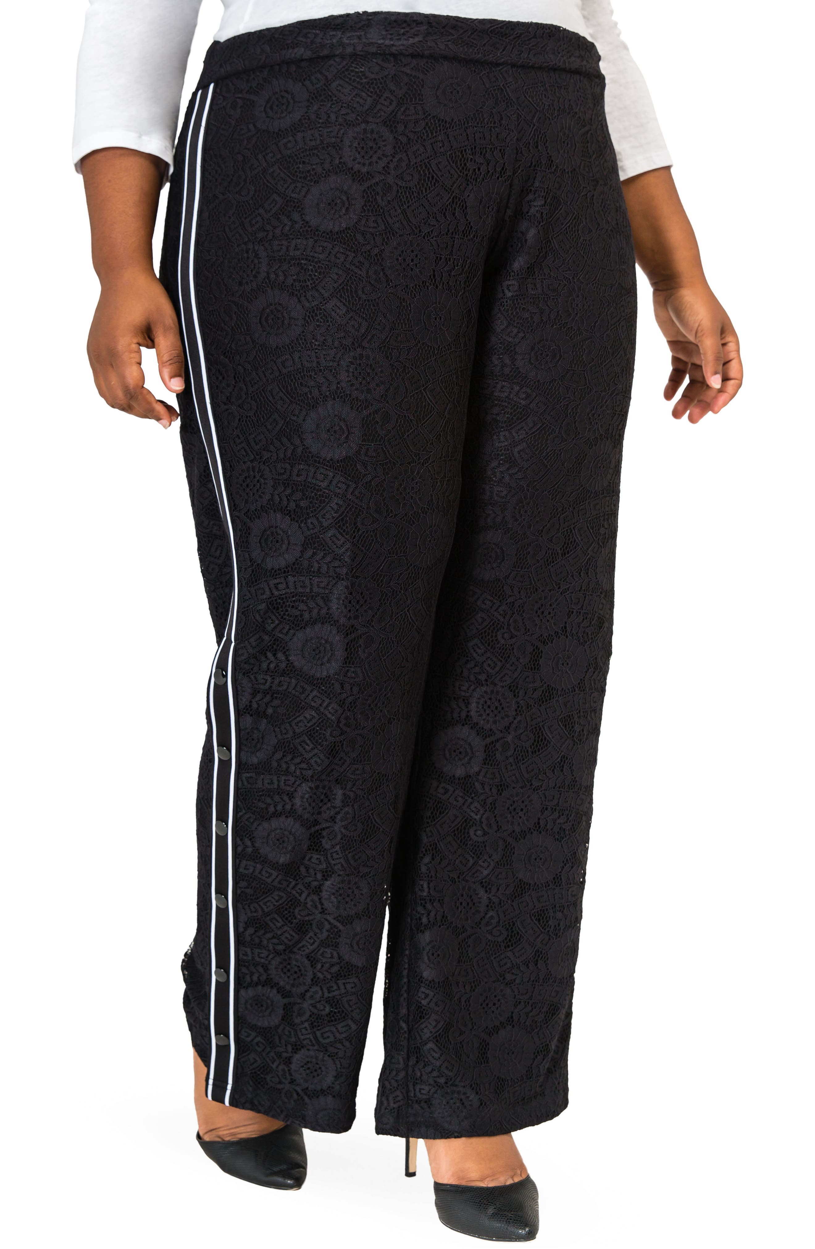 Plus Women's Poetic Justice Cornella High Rise Lace Knit Track Pants Plus Women's Poetic Justice Cornella High Rise Lace Knit Track Pants