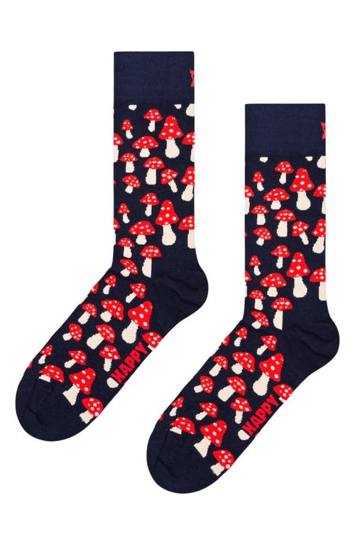 Shop Happy Socks Mushroom Socks In Navy