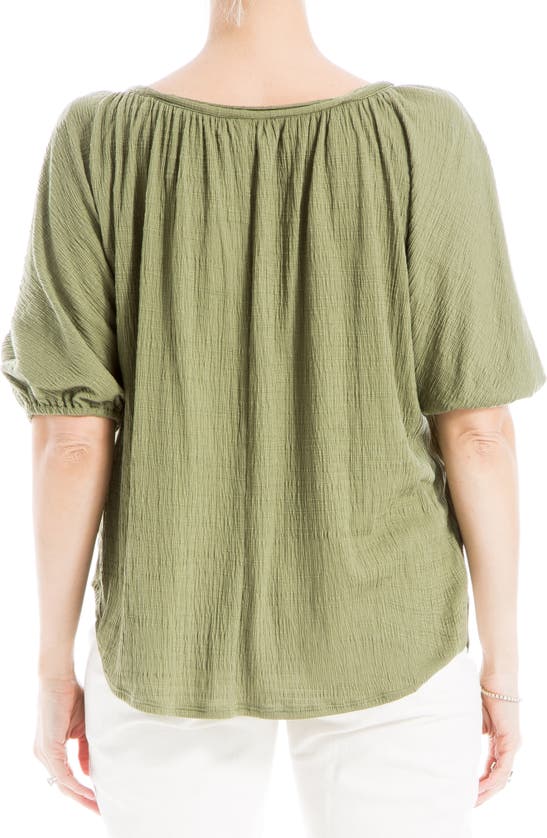 Shop Max Studio Textured Knit Bubble Sleeve Knit Top In Sage