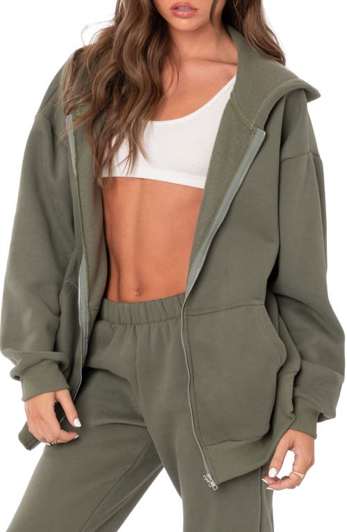 EDIKTED Nova Oversize Hoodie Olive at Nordstrom,