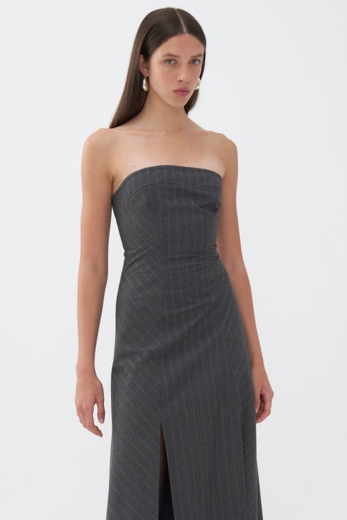 Shop Nocturne Strapless Maxi Dress In Grey