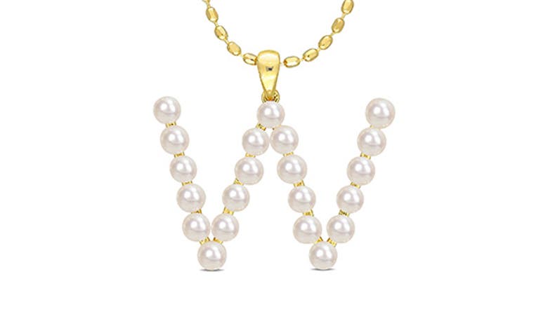 DELMAR DELMAR 3.5-4MM FRESHWATER CULTURED PEARL INITIAL PENDANT NECKLACE