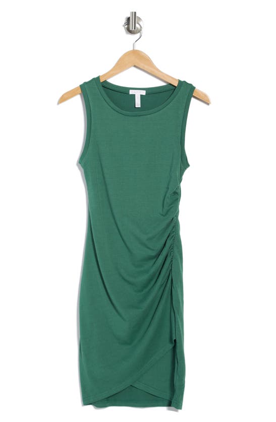Leith Ruched Body-con Sleeveless Dress In Hunter Green