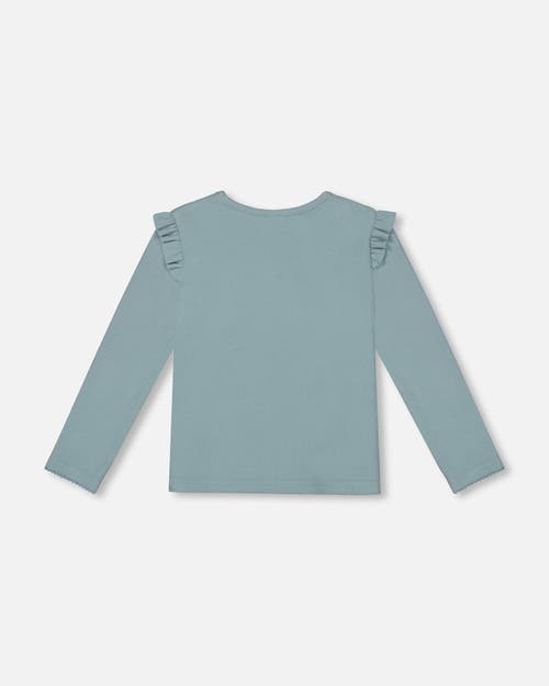 Shop Deux Par Deux Baby Girl's Super Soft Brushed Rib T-shirt Light Blue In Canton