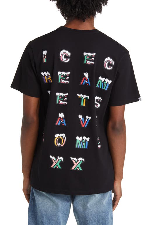 Icecream Snowfall Graphic T-shirt In Black