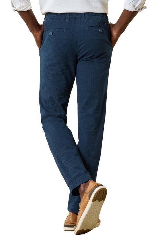 Shop Tommy Bahama Nova Weave Flat Front Performance Seersucker Pants In Maritime