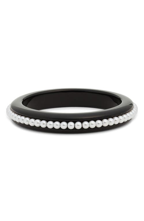 Open Edit Faux Pearl Bangle in White- Black 