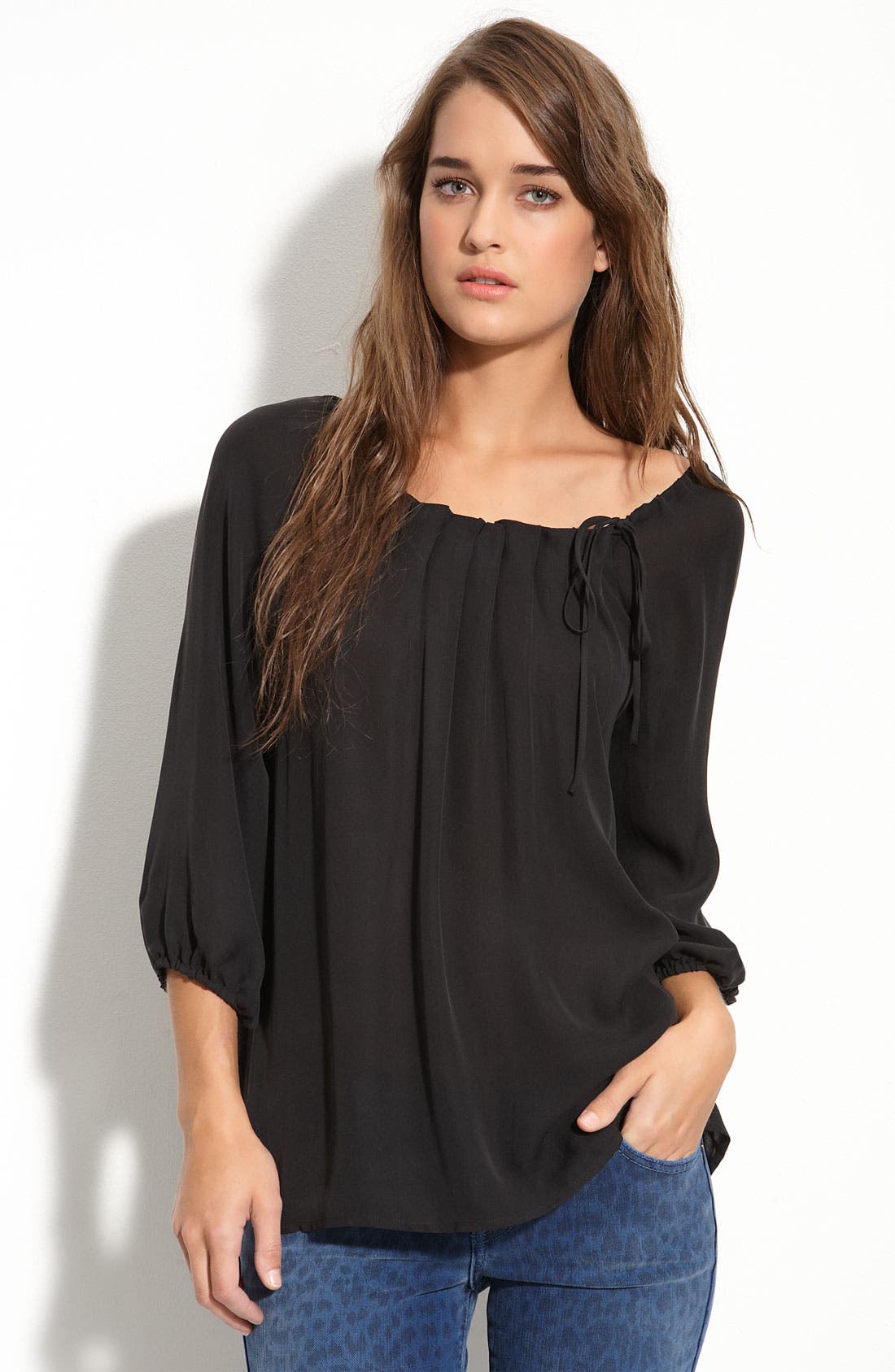 Joie 'June' Tie Neck Peasant Blouse Nordstrom