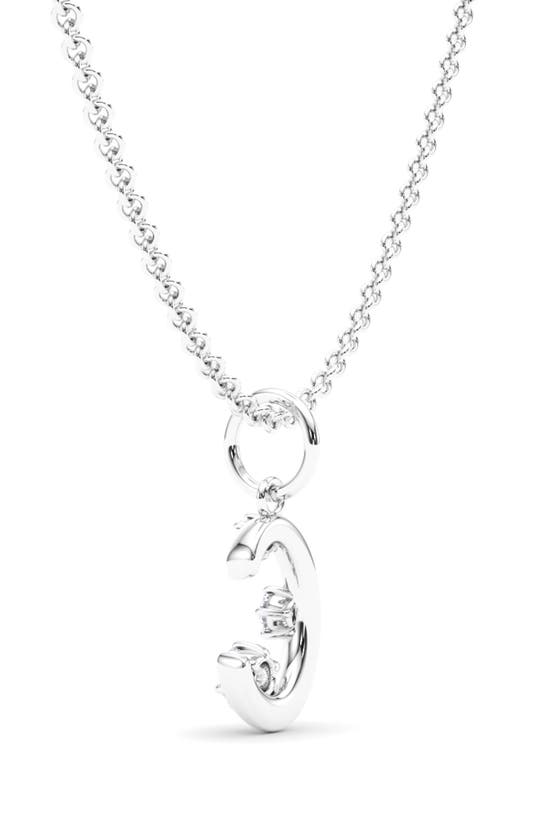 Hautecarat Graduated Lab-created Diamond Initial Letter Pendant Necklace In C - 18k White Gold