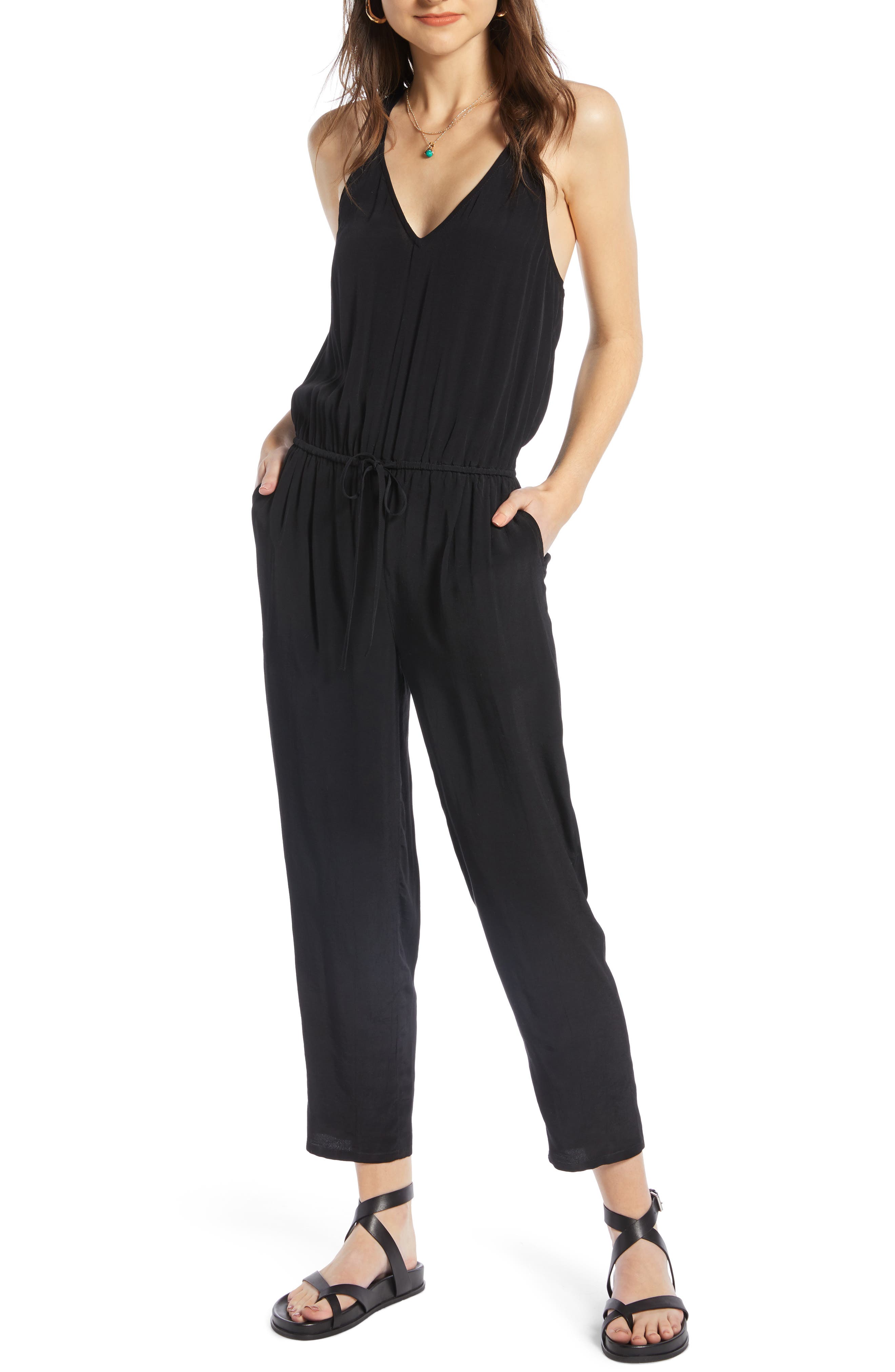 Treasure & Bond Drawstring Jumpsuit, Black