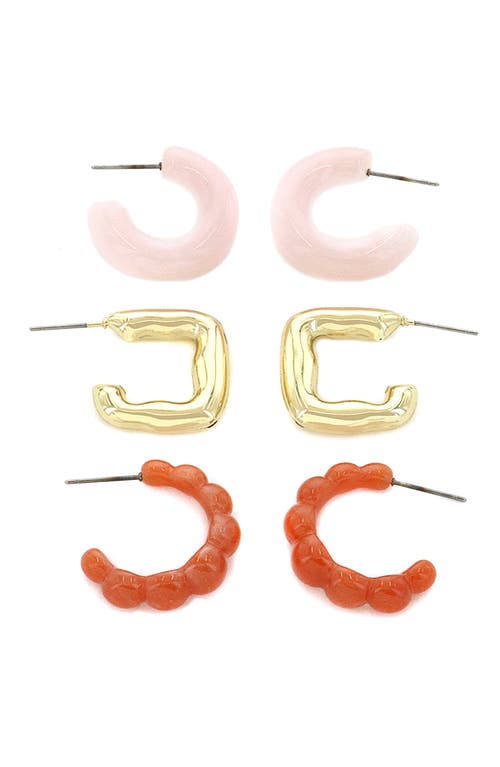 Panacea Assorted 3-Pack Hoop Earrings in Pink at Nordstrom