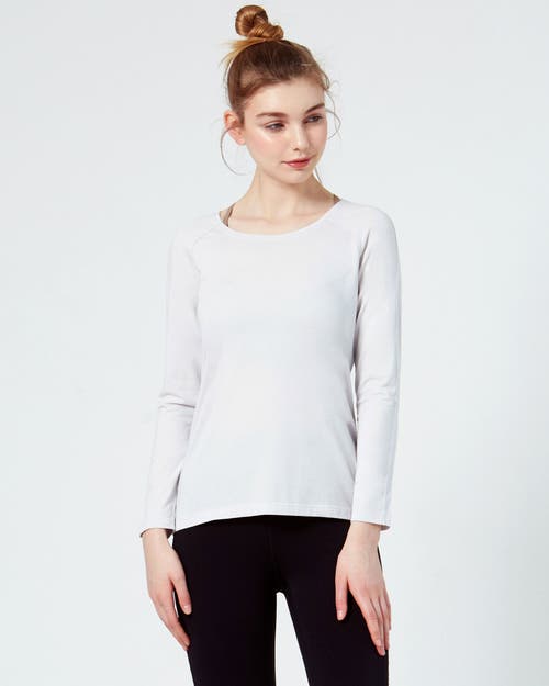 Rebody Active Rebody Essentials Scooped Long Sleeve Top In Ice Grey