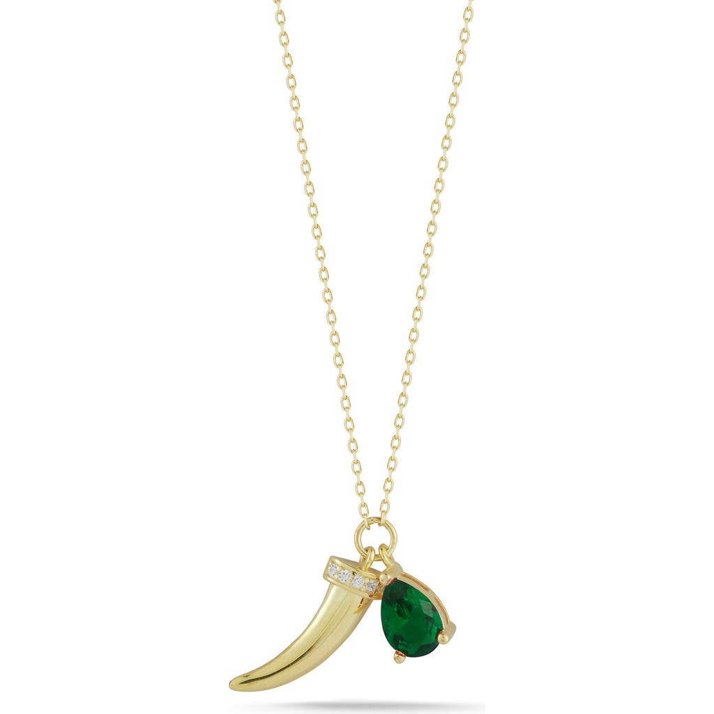 Sphera Milano Horn Pendant Necklace In Gold/emerald