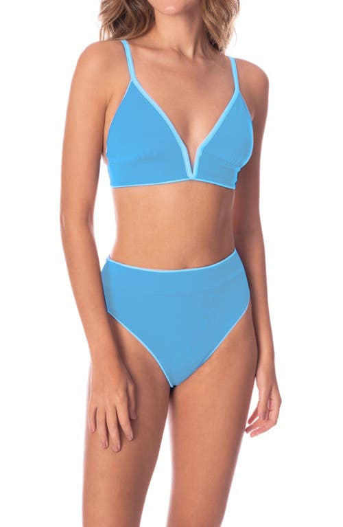 Shop Maaji Stone Blue Suzy Q Reversible High Waist Bikini Bottoms