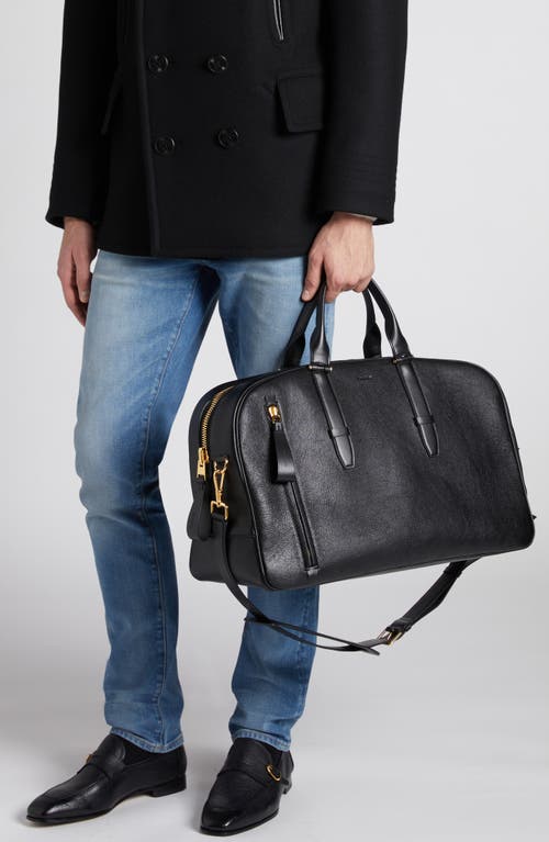 Shop Tom Ford Buckley Leather Duffle Bag In Black