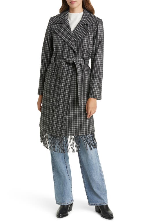 Sam Edelman Fringe Wrap Coat In Black/white Novelty