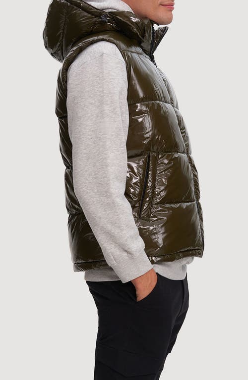 Noize Ledger Hooded Puffer Vest In Olive