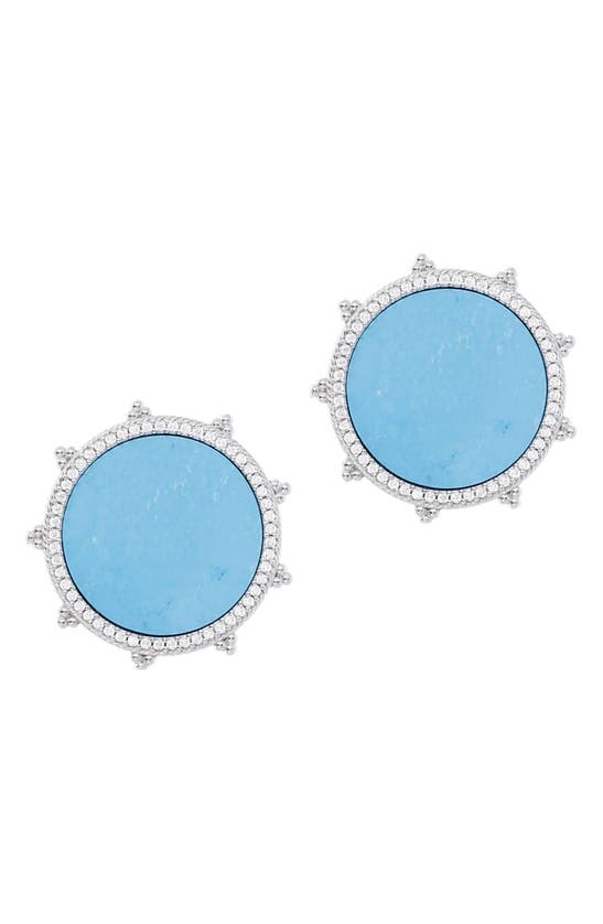 Judith Ripka Cz Halo Stud Earrings In Blue