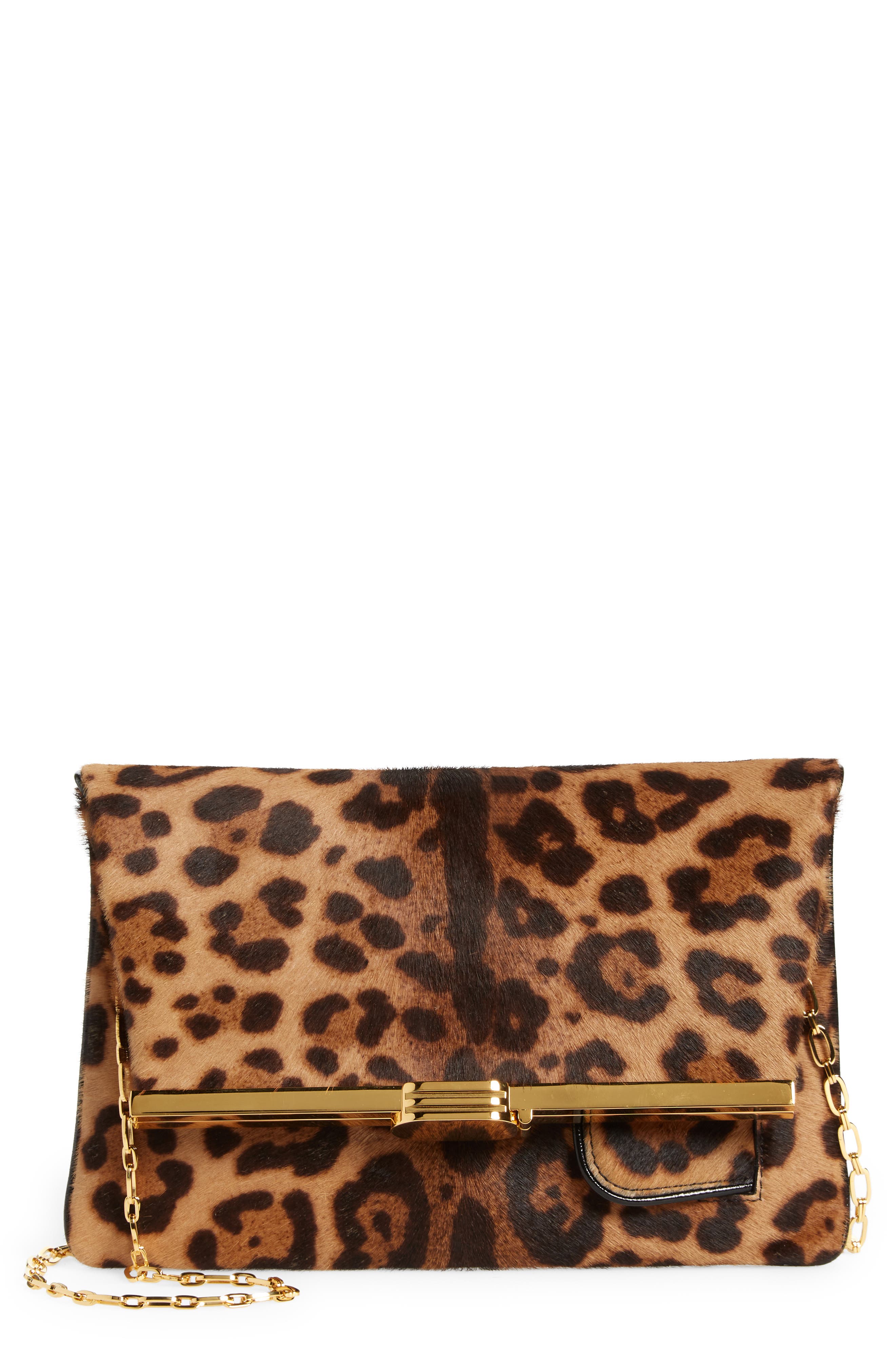 Bienen Davis PM Leopard Print Genuine Calf Hair Shoulder Bag in Leopard Calf Hair/Gold