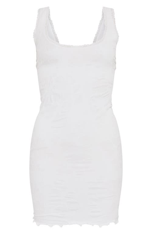 Shop Nasty Gal Floral Lace Trim Rib Minidress In White