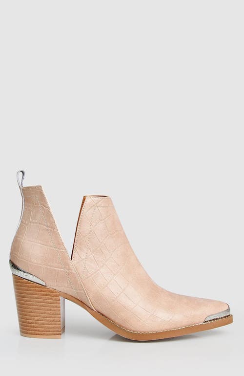 Belle & Bloom Austin Croc Embossed Ankle Boot In Blush