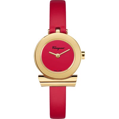 Salvatore Ferragamo Gancino Leather Strap Watch, 22Mm