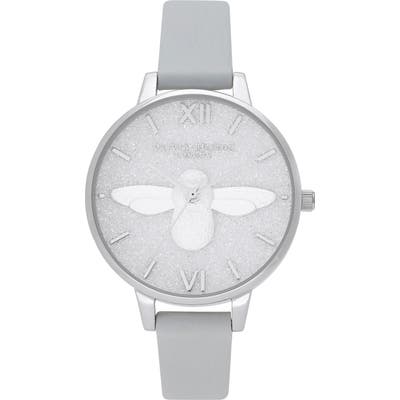 Olivia Burton Glitter Dial Eco Faux Leather Strap Watch,