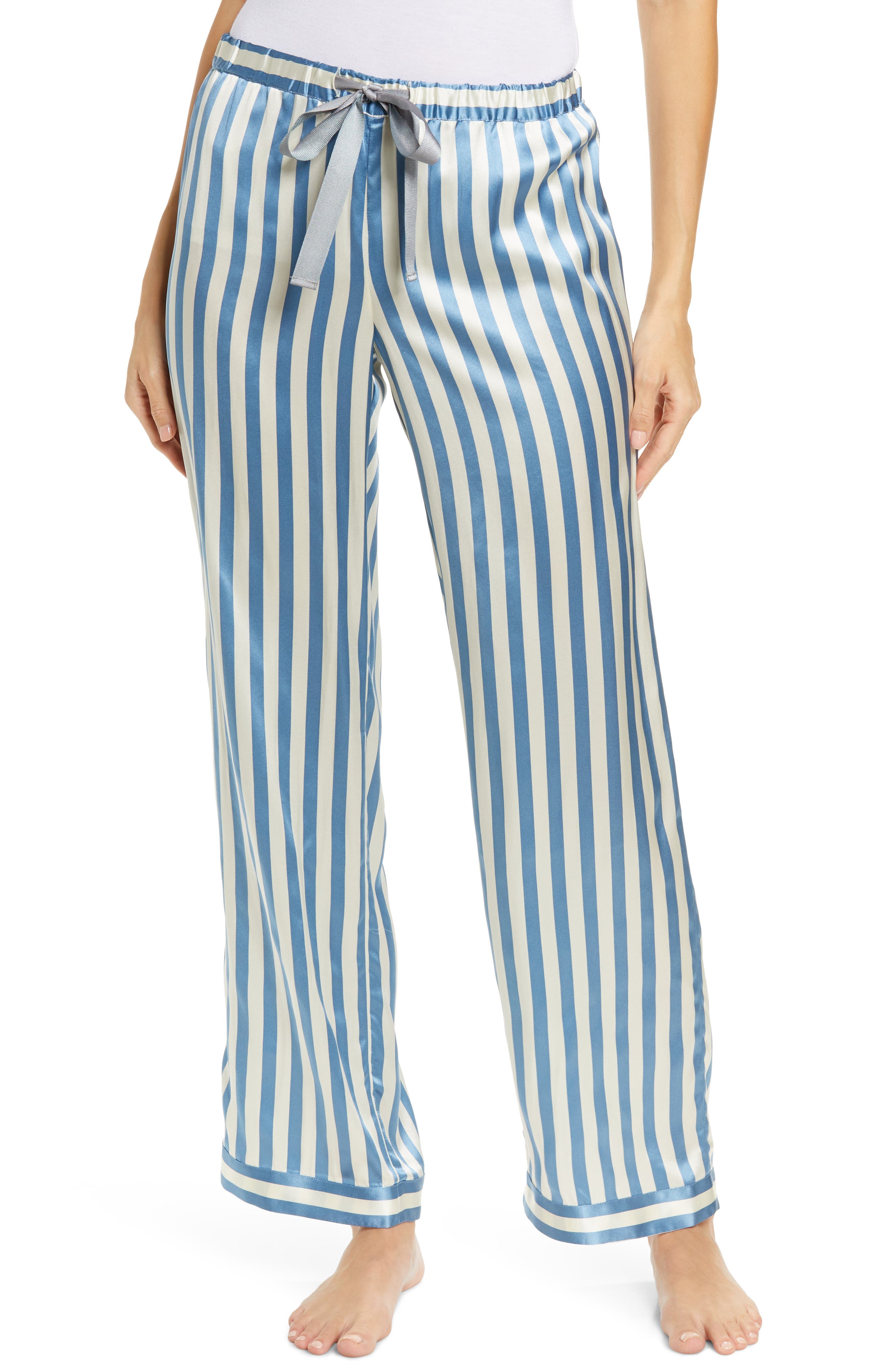 CLPP'LI Men's Cotton Pajama Pants Blue/White, X-Large 